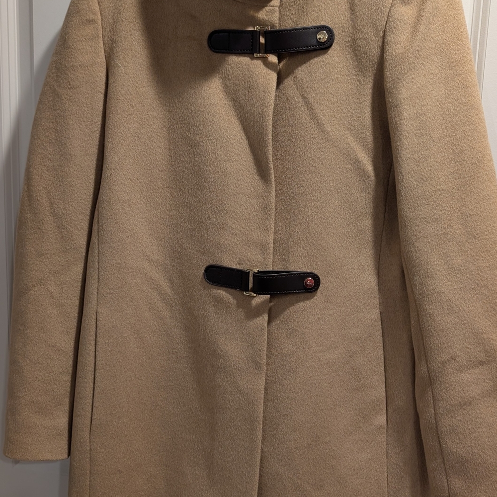 Lauren Ralph Lauren Camel Toggle Coat Wool Blend Zip Womens 2